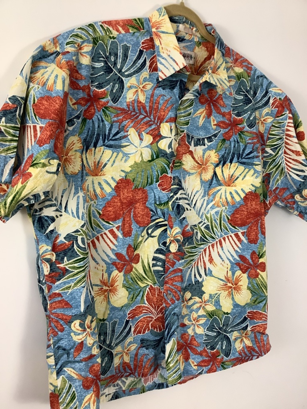 Campia Men's Tropical Floral Short-Sleeve Shirt Cotton Hawaiian Pocket